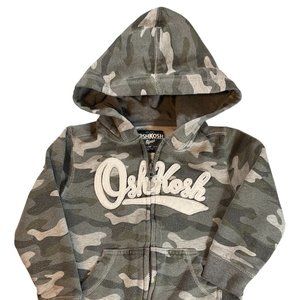 Size: 3T - Grey/White Camouflage Print Hoodie w/ Brand Applique